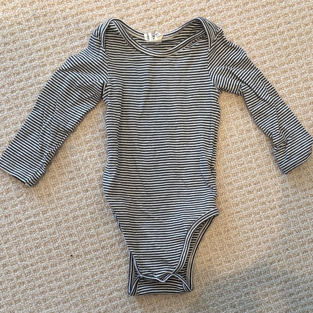Gray Label Black and White Striped Kids Bodysuit